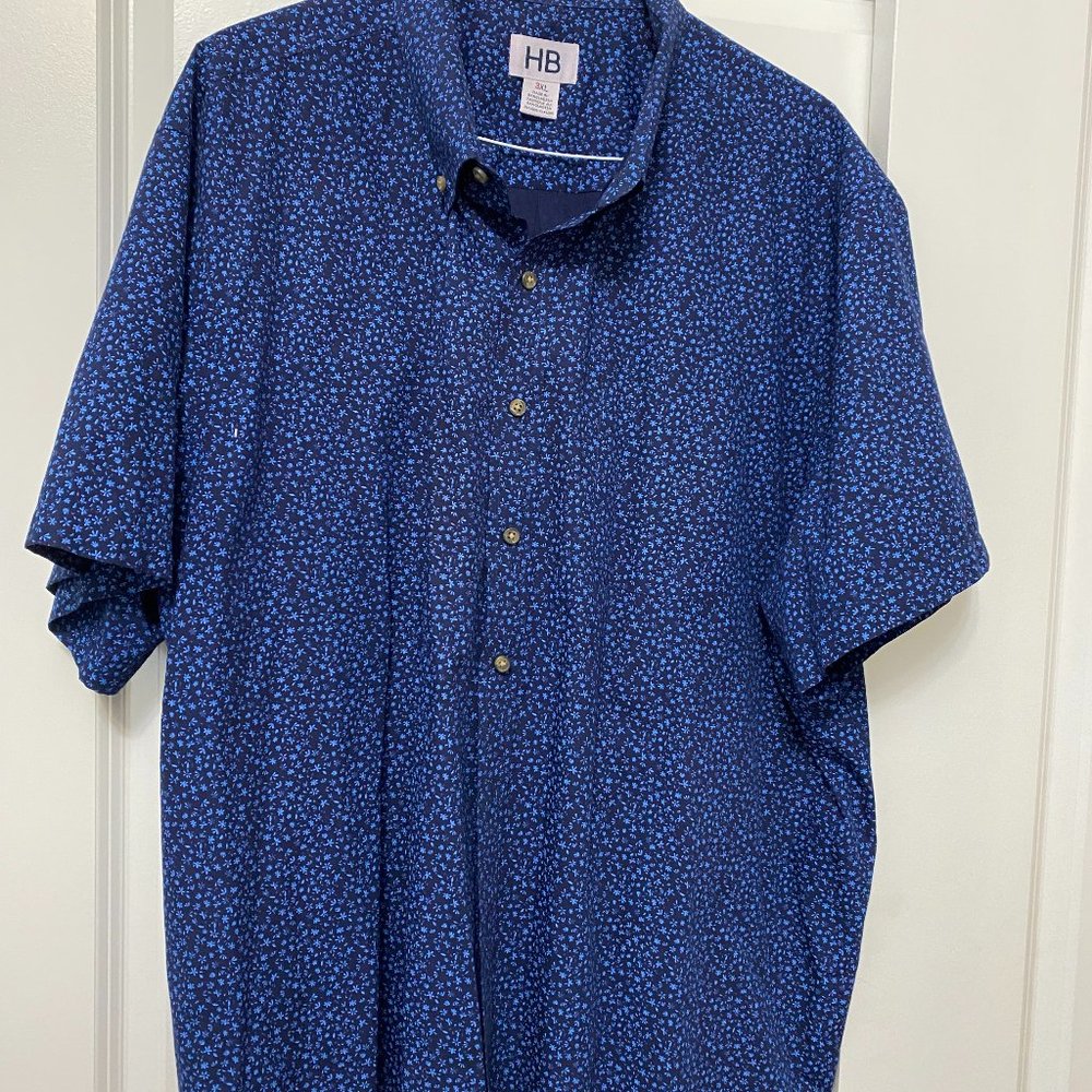 HB Harbor Bay Mens Button Shirt 3XL Blue/Black